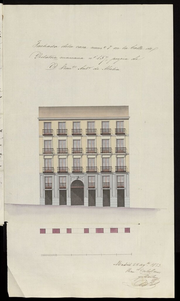 Miniatura de D. Francisco Antonio de Abalía, sobre edificación calle Relatores nº 7 moderno 19 manzana 157. (1853-1854)