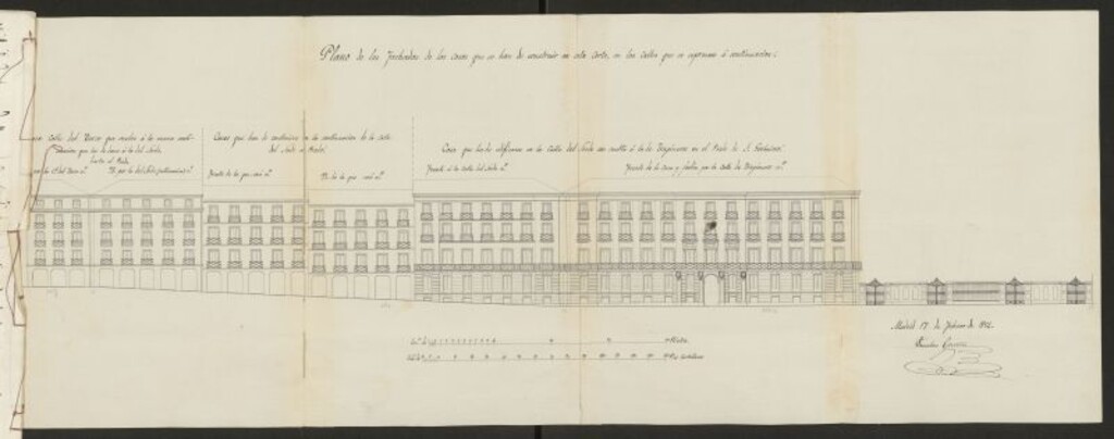 Miniatura de D. Manuel Pastor, Conde de Bagaes y D. Francisco Portillo, sobre edificación  los terrenos comprendidos en la calle del Turco (actual calle de Fernanflor) e inmediata. (1854)