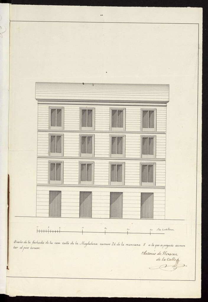 Miniatura de Dª Josefa Vidaurreta de dios, sobre construcción de un piso 3º en la casa calle de la Magdalena, nº 24, manzana 8. (1854)