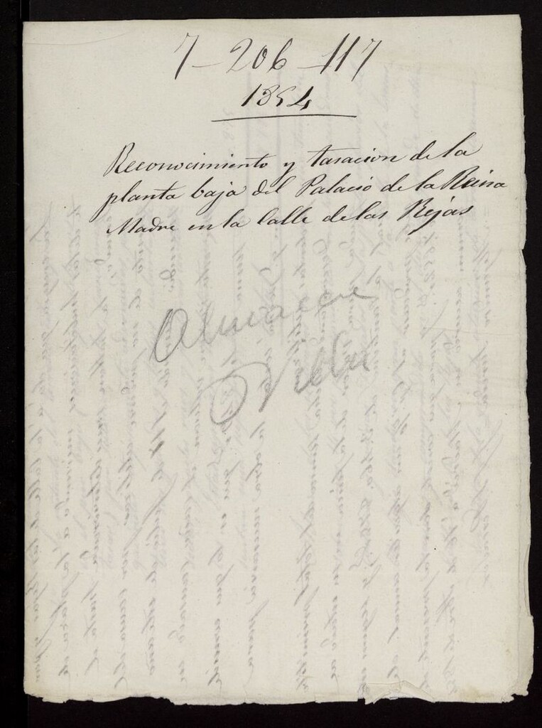 Miniatura de Reconocimiento y tasación de la planta baja del Palacio de la Reina Madre en la calle de las Rejas. (1854)