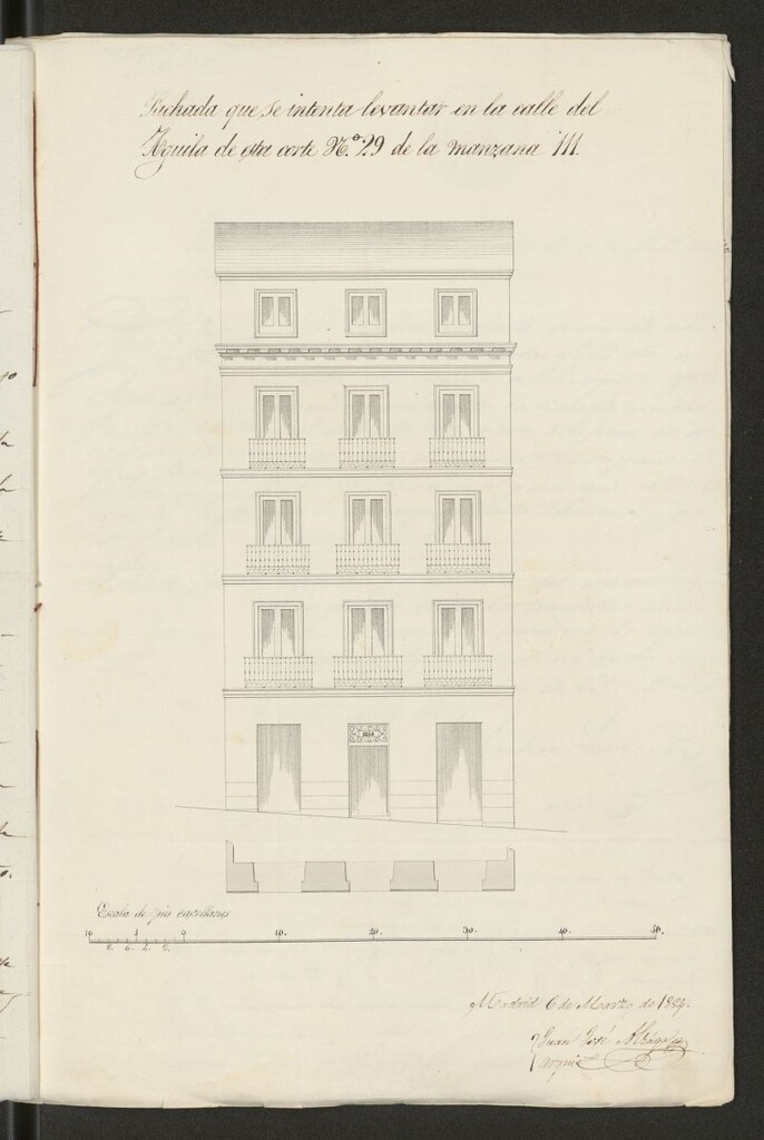 Miniatura de D. Andrés Leonarte, sobre edificación calle de Águila, nº 22. (1854)