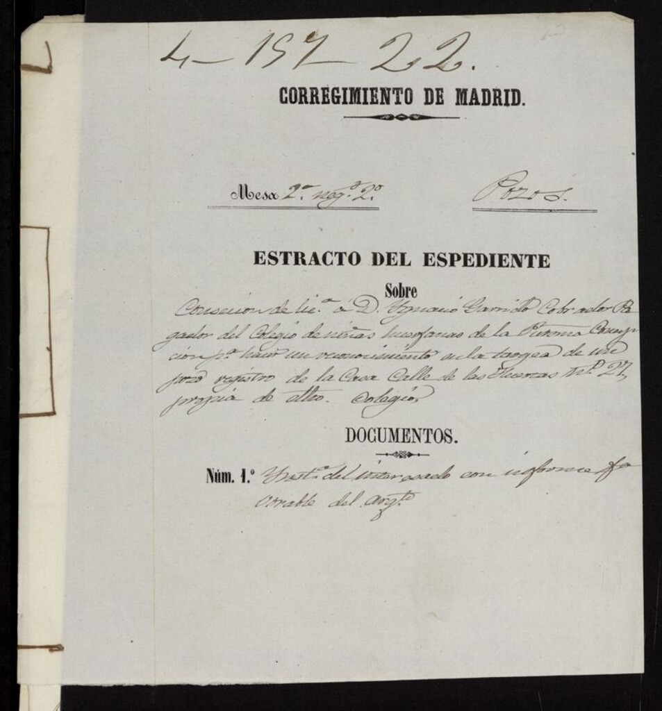 Miniatura de D. Ignacio Garrido, para un reconocimiento en la casa calle de las Huertas nº 27 moderno. (1854)