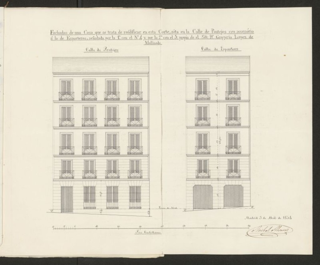 Miniatura de D. Gregorio López Molinero, sobre edificación calle Esparteros nº 5, manzana 203. (1854)