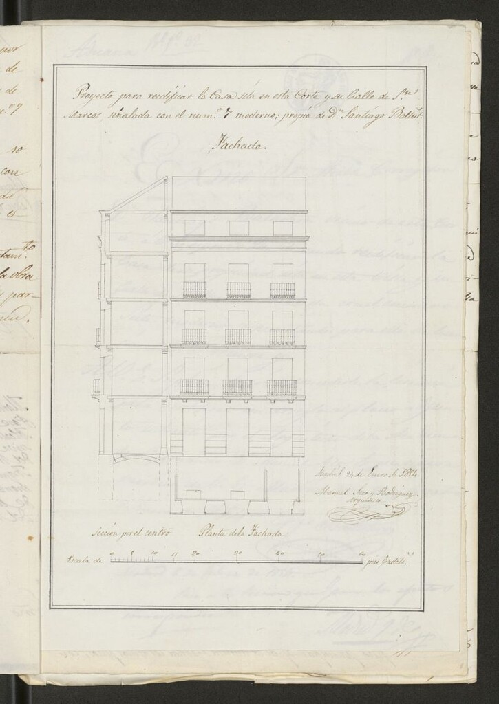 Miniatura de D. Santiago Ballesteros, sobre edificación en la calle S. Marcos nº 7, manzana 310. (1854)