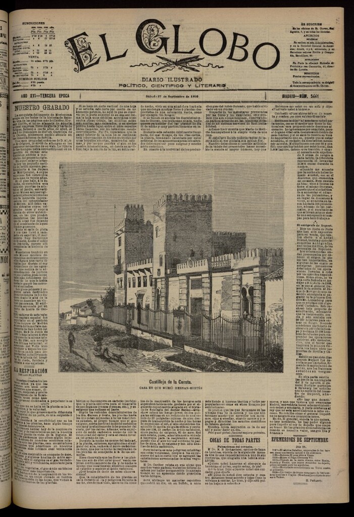 Miniatura de El Globo : diario ilustrado del 27 de septiembre de 1890, nº 5441