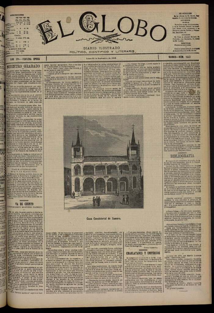 Miniatura de El Globo : diario ilustrado del 29 de septiembre de 1890, nº 5443