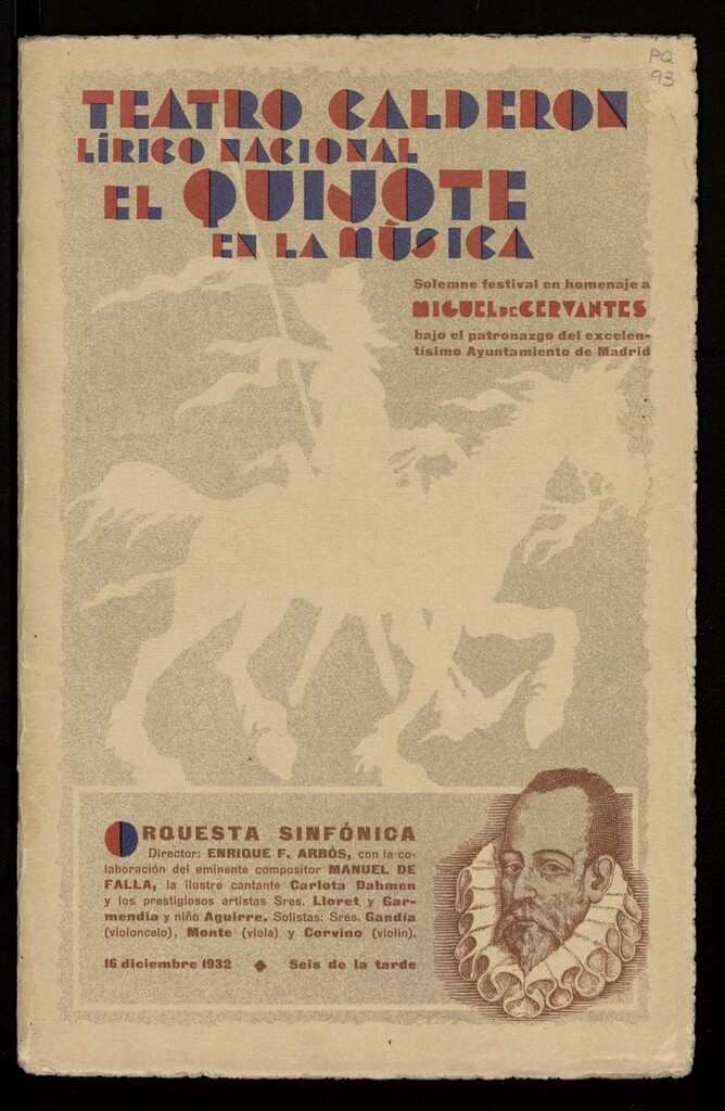 Miniatura de Programa Concierto Quijotes Teatro Calderón, 1932