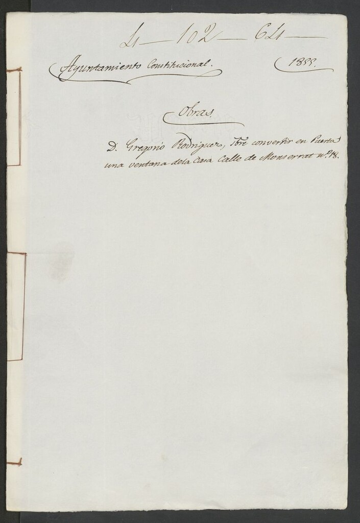 Miniatura de D. Gregorio Rodríguez, para convertir en puerta una ventana de la calle de Monserrat, nº 18. (1855)
