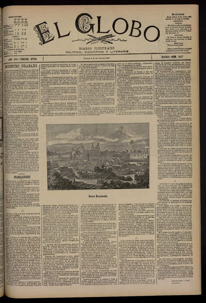 Miniatura de El Globo : diario ilustrado del 3 de octubre de 1890, nº 5447