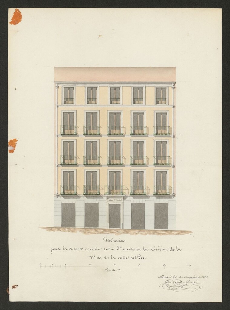 Miniatura de Concediendo a los Sres. Abascal y Rodríguez, licencia para edificar de nueva planta la casa de la calle del Pez nº 11. (1855)