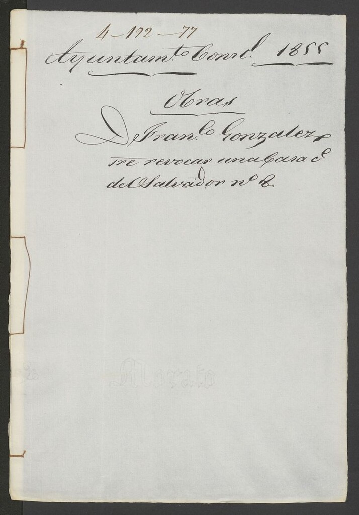 Miniatura de D. Francisco González, sobre revocar una casa calle de Salvador, nº 8. (1855)