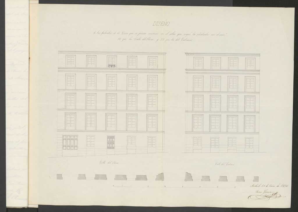 Miniatura de Dª Antonia Zuazo, sobre reedificar de nueva planta la casa nº 12 por la calle por la calle del Olivar y 22 por la del Calvario. (1855)