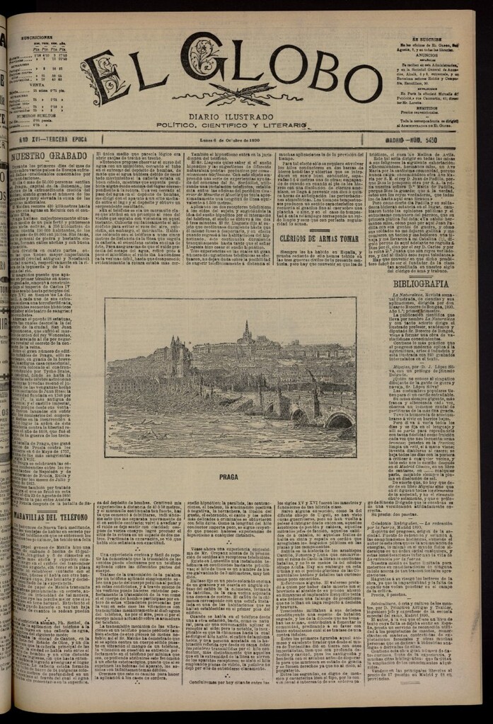 Miniatura de El Globo : diario ilustrado del 6 de octubre de 1890, nº 5450