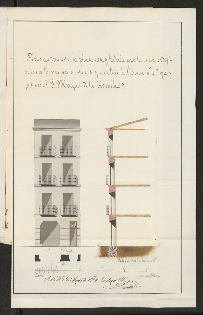 Miniatura de El Sr. Marqués de la Torrecilla, sobre edificación calle de la Aduana nº 47, manzana 291. (1854)