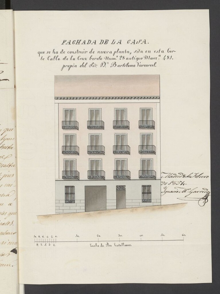 Miniatura de D. Bartolomé Varcárcel, sobre edificación calle de la Cruz Verde nº 24, manzana 481. (1854)