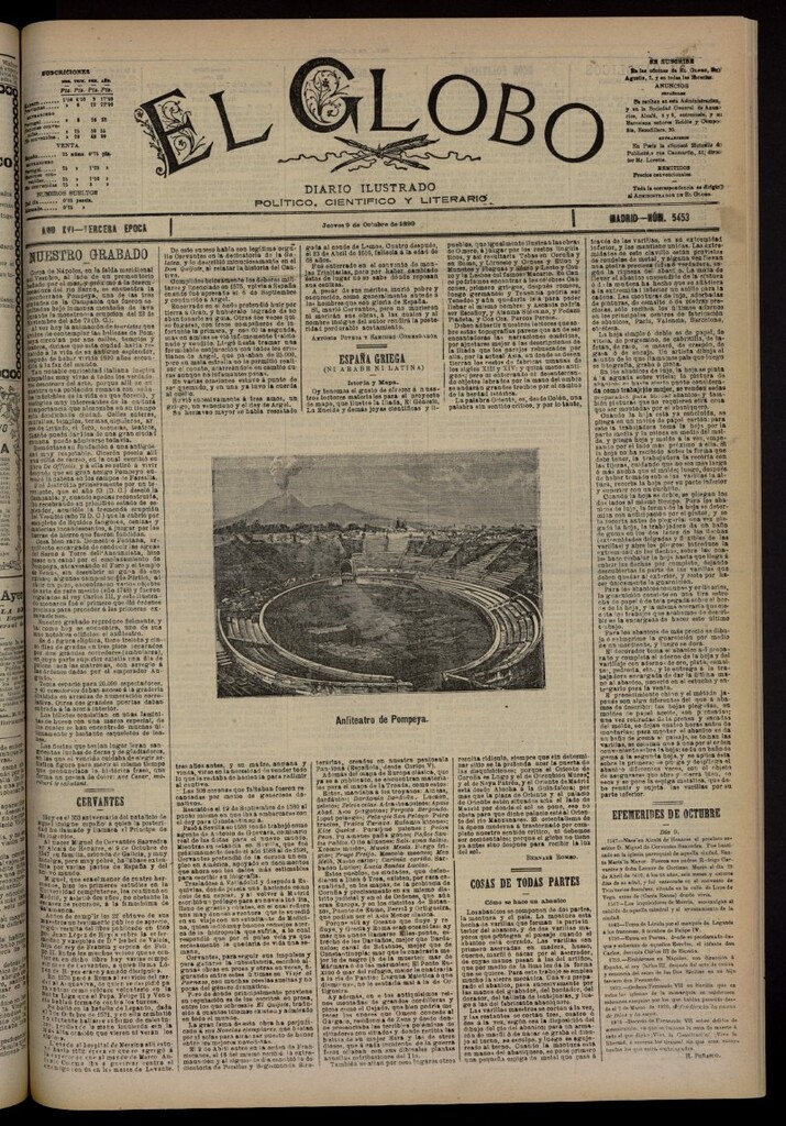 Miniatura de El Globo : diario ilustrado del 9 de octubre de 1890, nº 5453