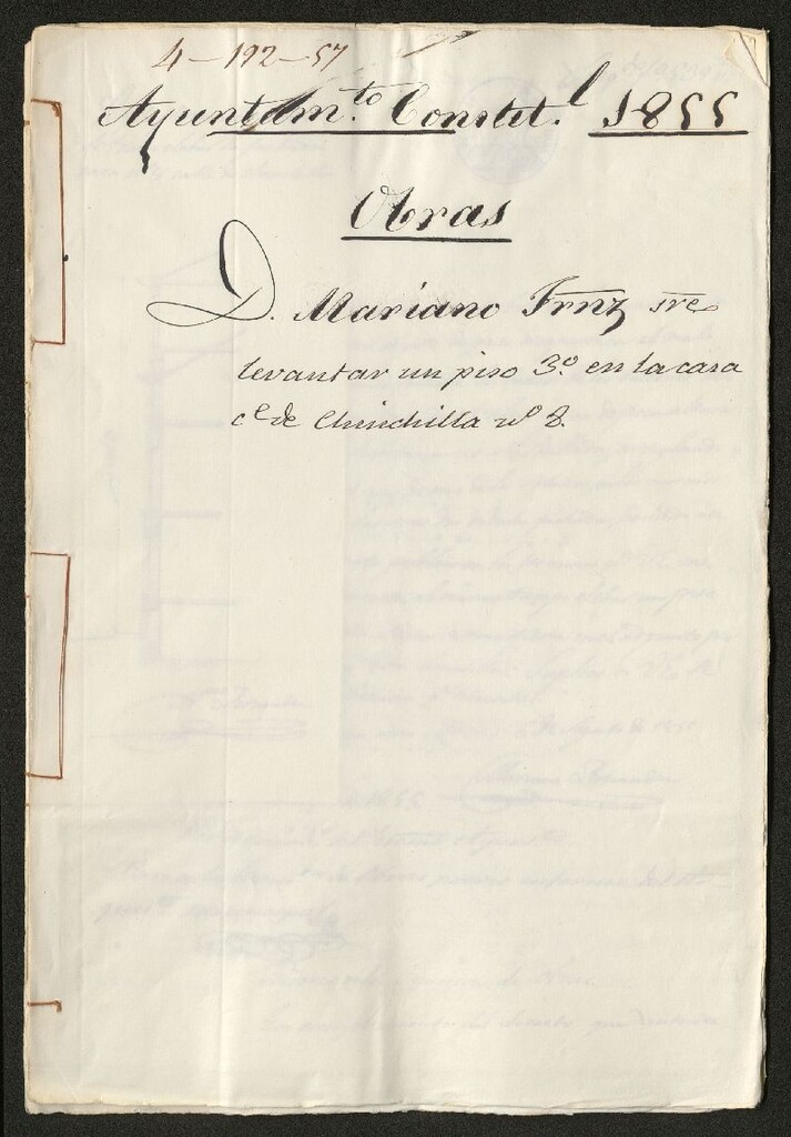 Miniatura de D. Mariano Fernández, sobre levantar un piso 3º en la casa de la calle Chinchilla nº 8