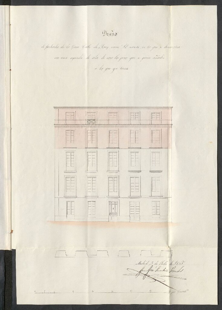 Miniatura de D. Antonio García, como apoderado de Dª Juana Cano García, sobre levantar dos pisos en la casa nº 12 nuevo manzana 245 calle de Jesús