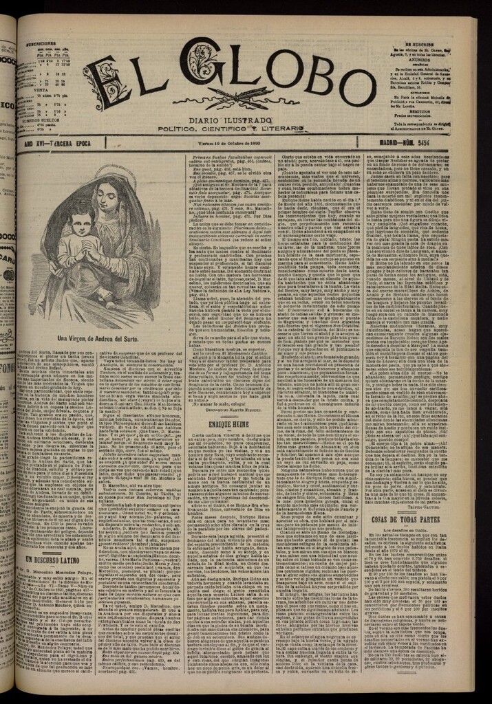 Miniatura de El Globo : diario ilustrado del 10 de octubre de 1890, nº 5454