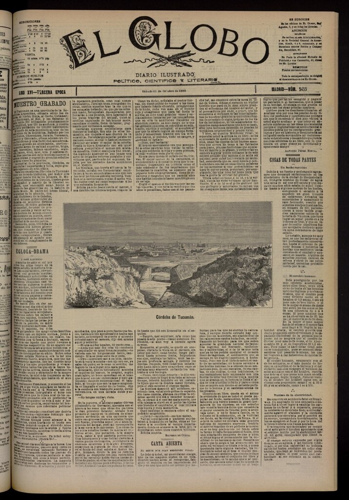 Miniatura de El Globo : diario ilustrado del 11 de octubre de 1890, nº 5455