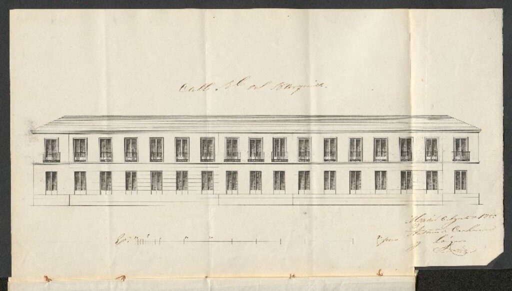 Miniatura de D. Justo Montoya, sobre retirar la fachada de la casa calle del Barquillo nº 12 moderno, para facilitar la entrada de carruajes de diligencias