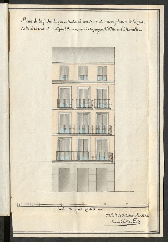 Miniatura de D. Manuel Menéndez, sobre construir de nueva planta la casa calle de la Cruz nº 39 nuevo, manzana 214