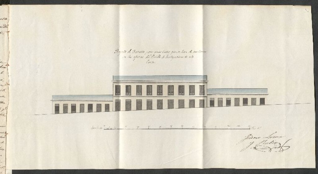 Miniatura de D. Juan Colomina, sobre edificar una casa en las afueras del Portillo de Embajadores, barriada entre el camino que baja al Canal y el que viene de la Puerta de Atocha, manzana 5ª