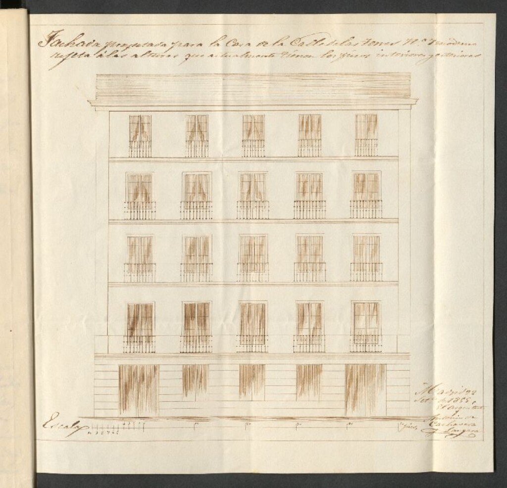 Miniatura de D. Segundo Colmenares, sobre demoler y reedificar de nueva planta la fachada de la casa calle de las Torres nº 7