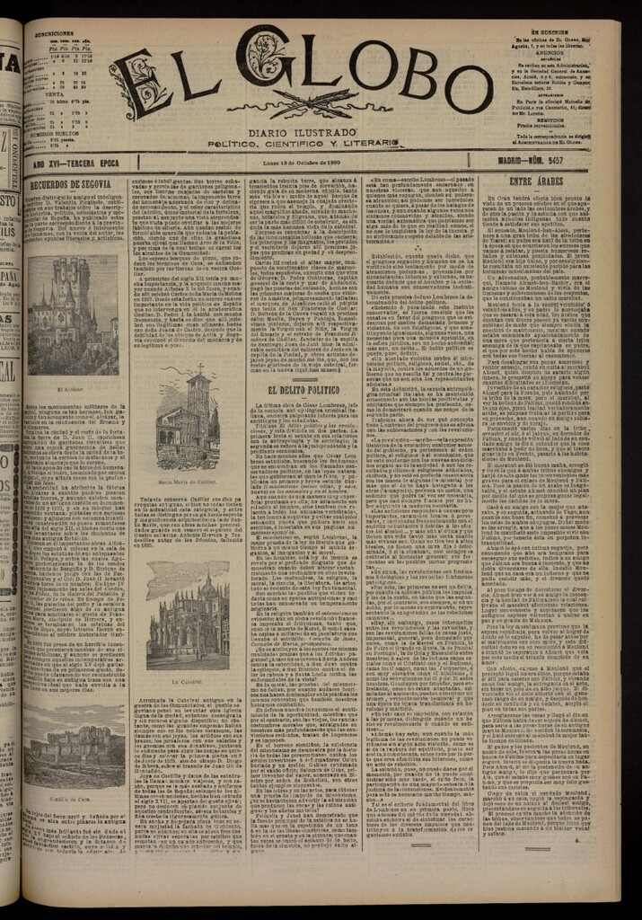 Miniatura de El Globo : diario ilustrado del 13 de octubre de 1890, nº 5457