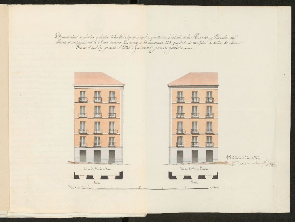 Miniatura de D. Antonio Gómez Caballero, sobre construir una casa calle de las Huertas nº 22 con vuelta a la Pza.de  Matute nº 2