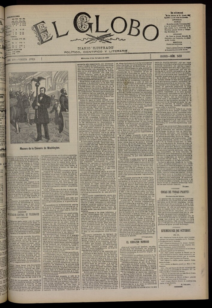 Miniatura de El Globo : diario ilustrado del 15 de octubre de 1890, nº 5459