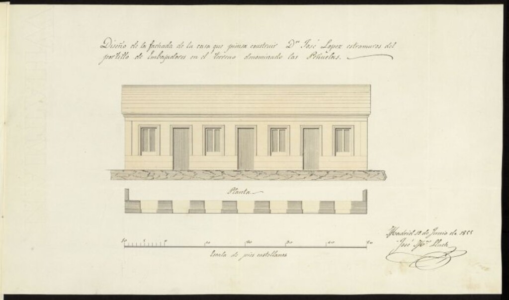 Miniatura de D. José López, sobre construcción de una casa en las afueras del Portillo de Embajadores.