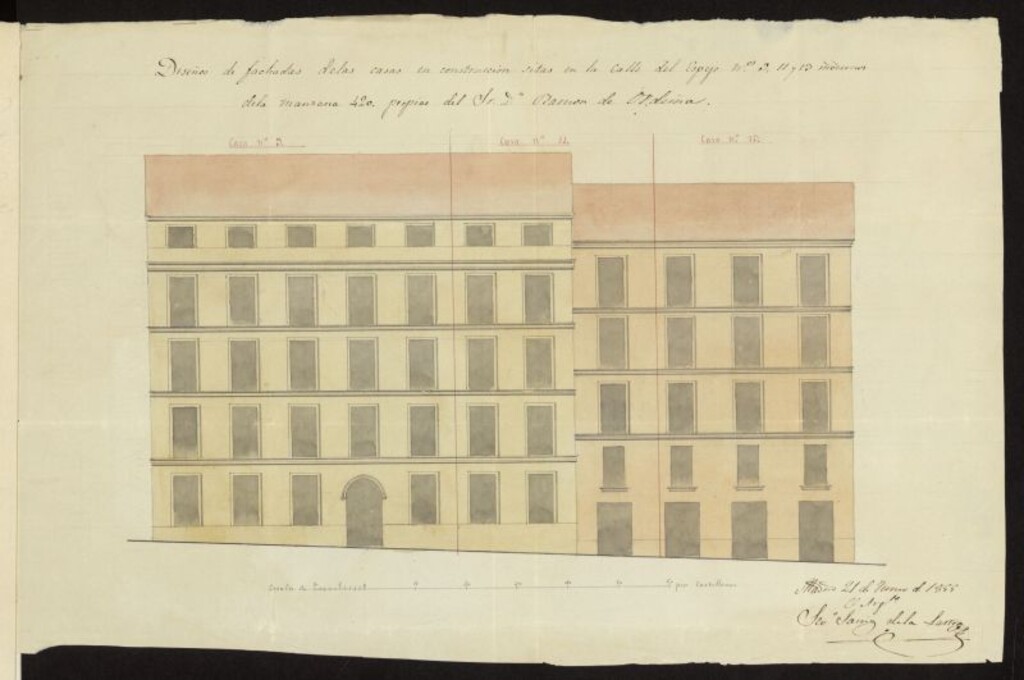 Miniatura de D. Ramón de Orduña, sobre construir dos casas en la calle del Espejo nºs 11 y 13 manzana 420.
