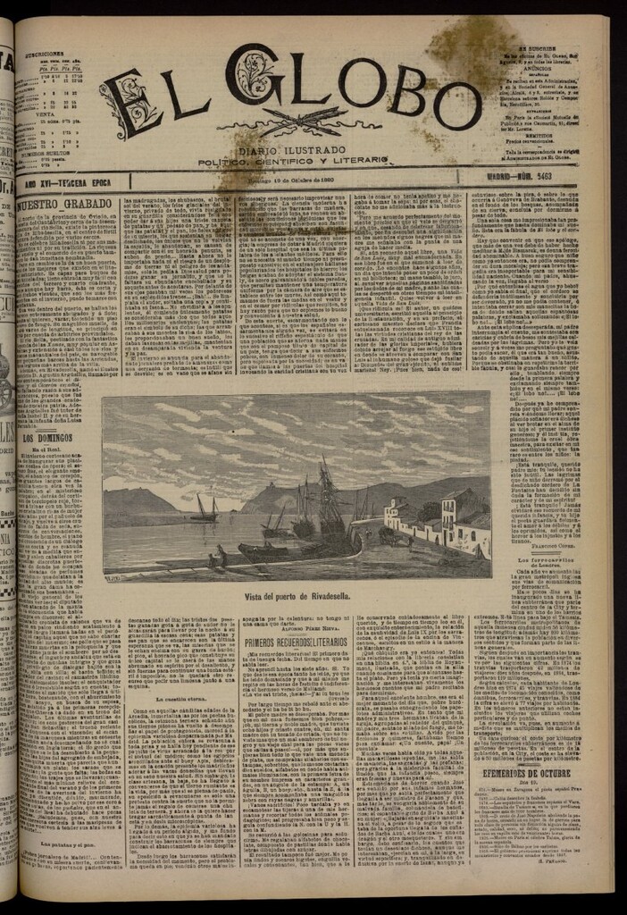Miniatura de El Globo : diario ilustrado del 19 de octubre de 1890, nº 5463