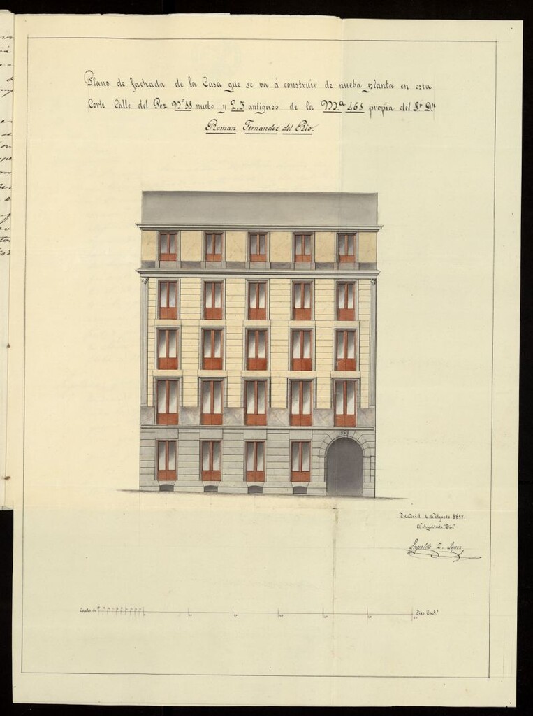 Miniatura de D. Román Fernández del Rio, sobre construir una casa en la calle del Pez nº 11 nuevo manzana 461.