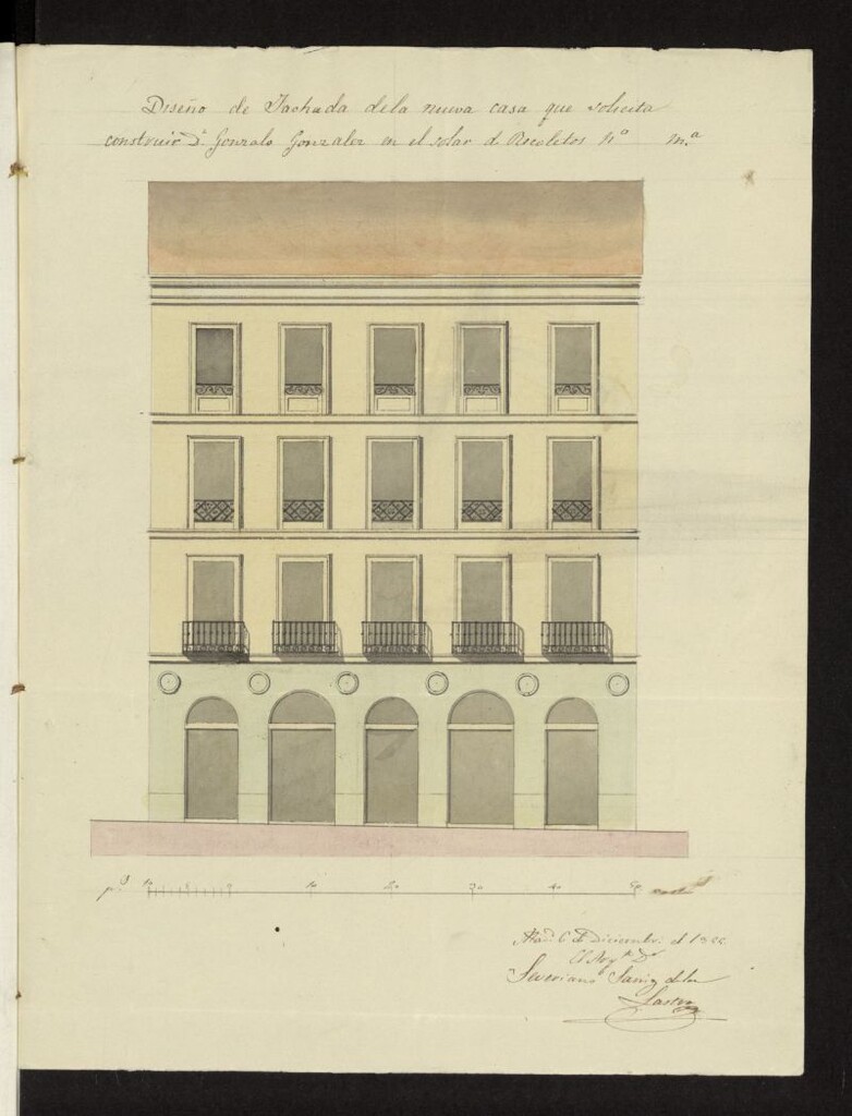 Miniatura de D. Gonzalo González, sobre construir una casa en el Paseo de Recoletos.