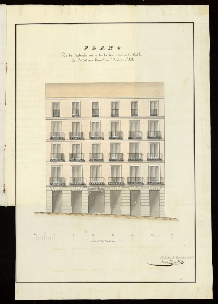 Miniatura de D. Lope Montero, sobre edificar de nueva planta de la casa calle de Relatores nº 7, manzana 157.