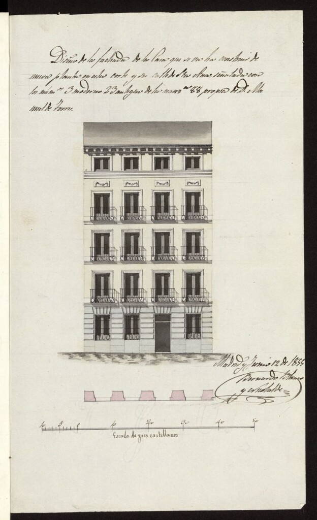 Miniatura de D. Manuel de Torres, sobre construir una casa en la calle de Sta. Ana nº 3.