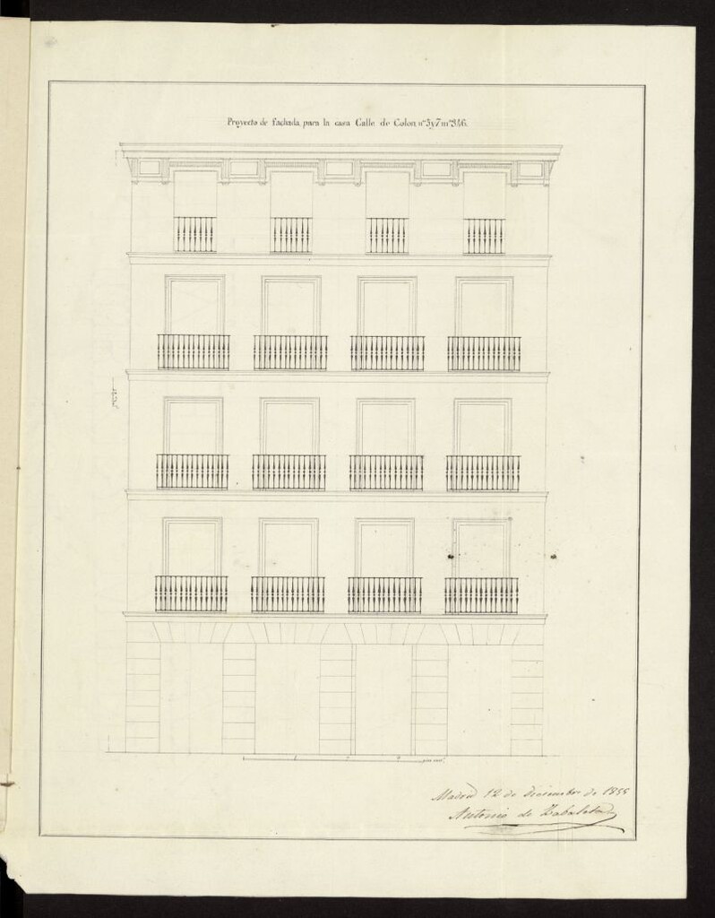 Miniatura de D. Antonio Zabaleta, sobre construir de nueva planta su casa de la calle de Colón nº 5 y 7 moderno de la manzana 346.