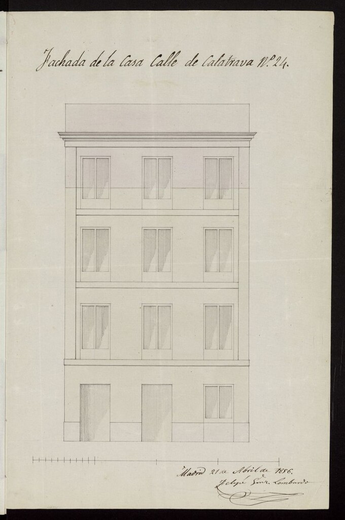 Miniatura de D. Manuel Marcos, licencia para aumentar piso 3º en la calle de Calatrava nº 24. (1856).