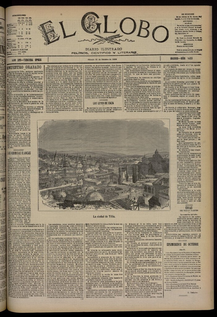 Miniatura de El Globo : diario ilustrado del 25 de octubre de 1890, nº 5469