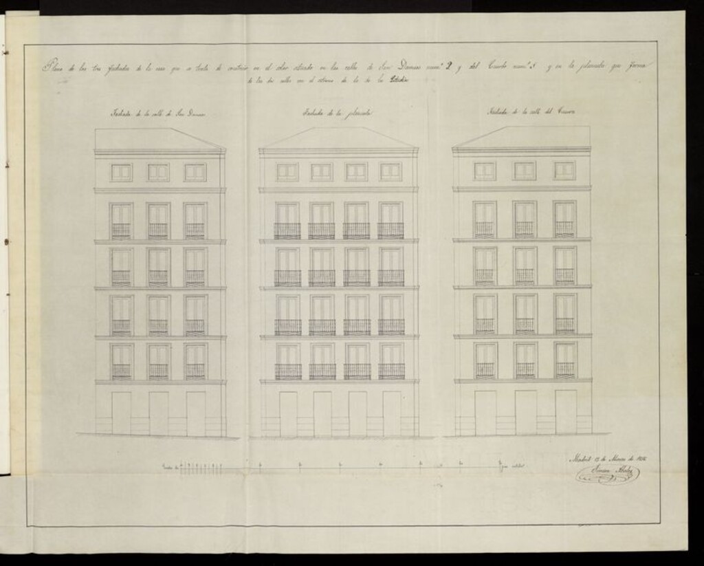 Miniatura de D. Marcos de Blortondo, licencia para construir en el solar de las calles del Cuervo y S. Dámaso nº 1. (1856)