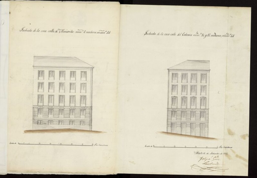 Miniatura de D. Juan Antonio Sánchez,  licencia para edificar de nueva planta la casa calle de Ministriles, nº 2, con vuelta a la del Calvario nº 12 y su solar contiguo nº 10, manzana 41. (1856)