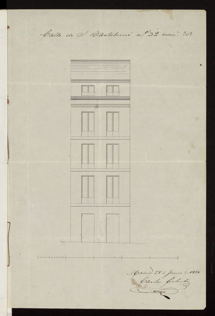 Miniatura de D. Manuel María Espés, licencia para construir  de nueva planta la casa calle de S. Bartolomé, nº 32. (1856)