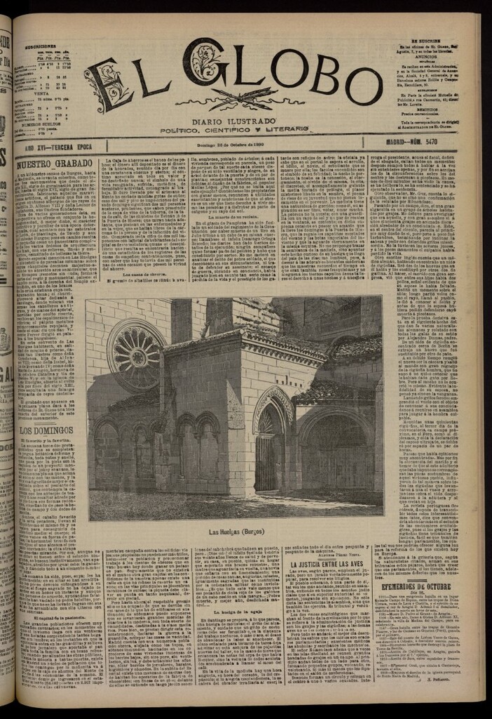 Miniatura de El Globo : diario ilustrado del 26 de octubre de 1890, nº 5470