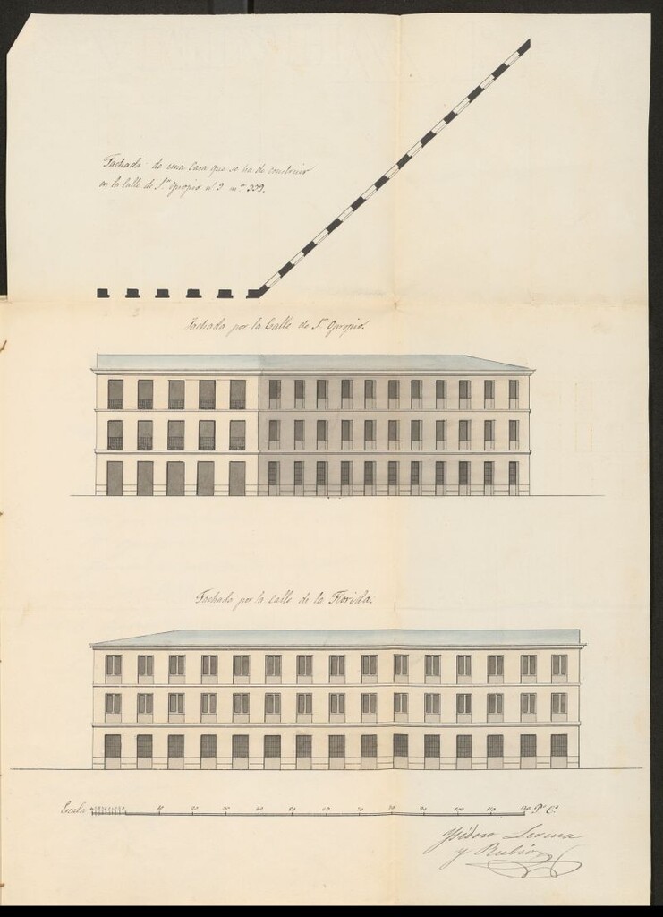 Miniatura de D. Trifón Monje, sobre que se le conceda licencia para construir de nueva planta, la casa nº 9 de la calle S. Opropio con vuelta a la de Florida. (1855-56)