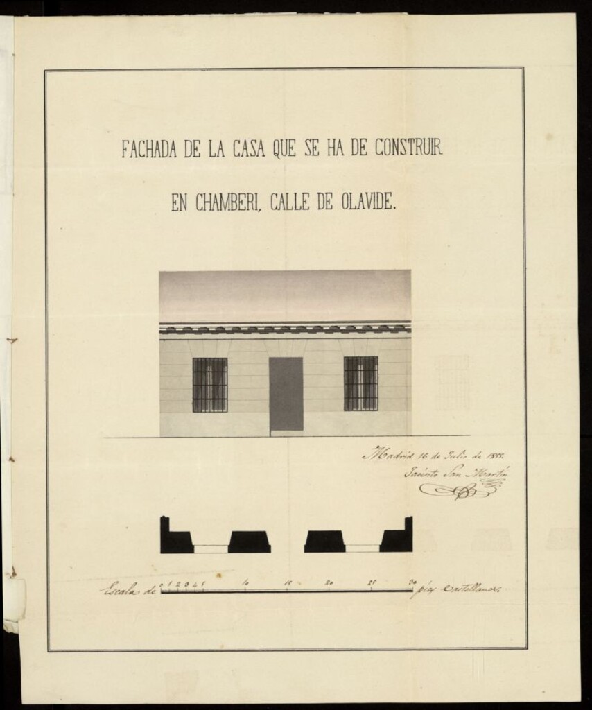 Miniatura de D. Nicasio García, sobre construir una casa en Chamberí calle de Olavide. (1855)