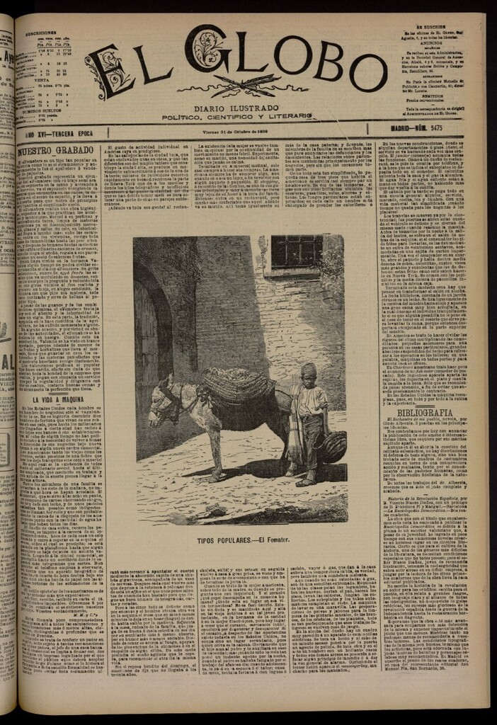 Miniatura de El Globo : diario ilustrado del 31 de octubre de 1890, nº 5475
