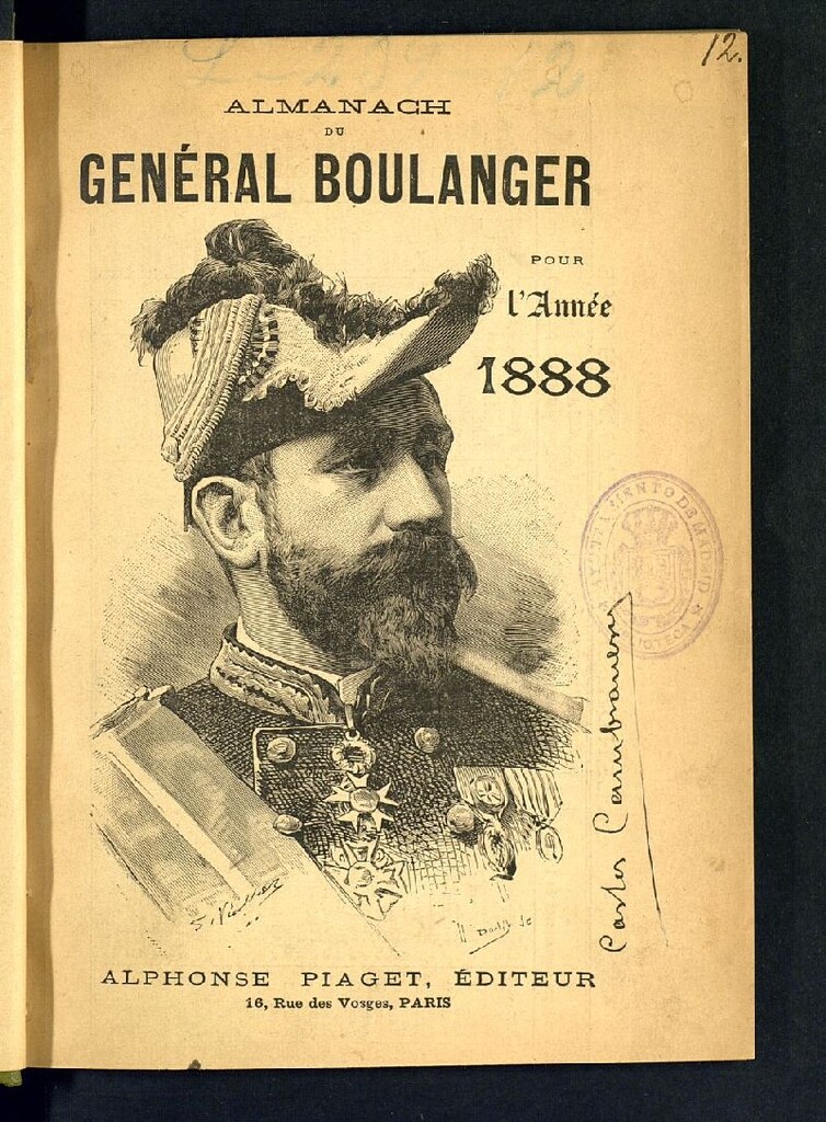 Miniatura de Almanach du Général Boulanger pour l´année 1888