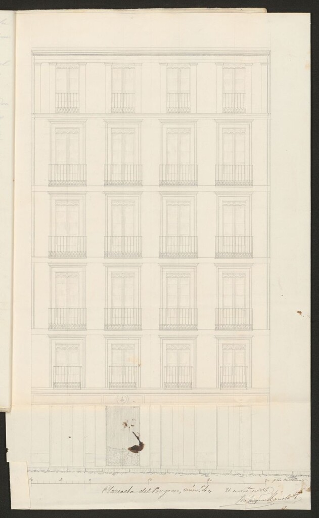 Miniatura de D. Diego López Valdemoro, licencia para construir de nueva planta, la casa Plazuela del Progreso nº 4. (1856)